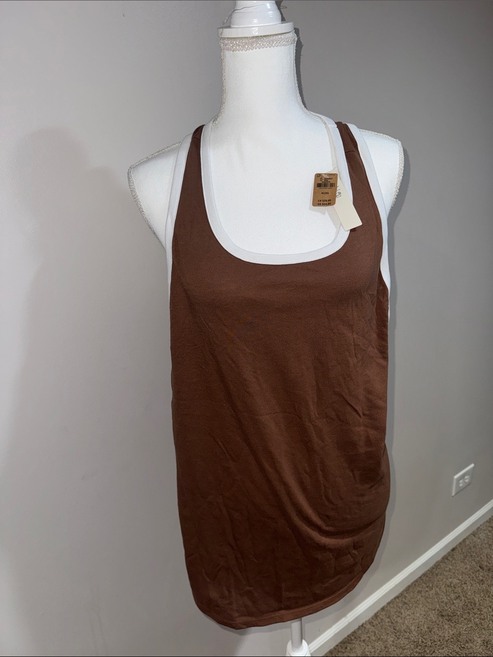 PINK Victoria's Secret Brown Scoop Neck Racerback Tank